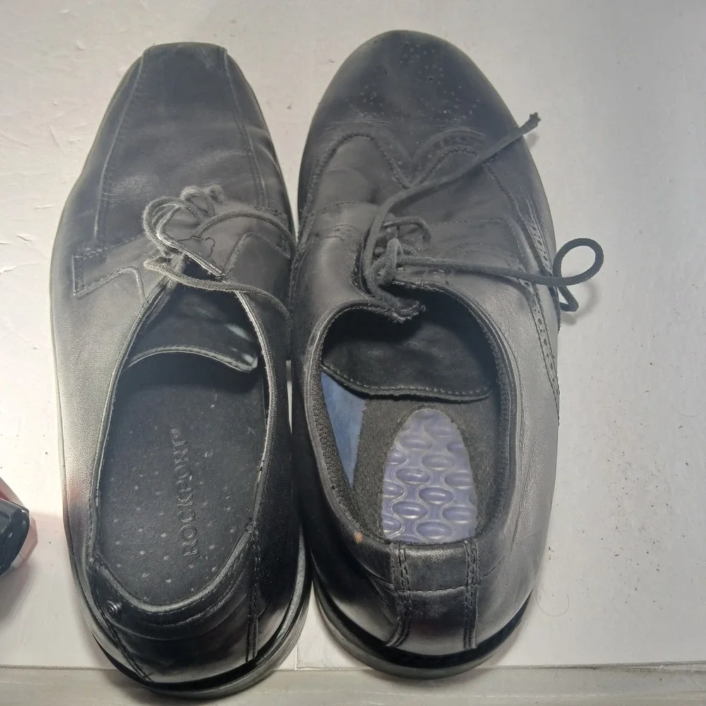 Rockport Lexington 2 Oxford Shoes 13 Black Leather Wingtip Square Toe Dress X809
